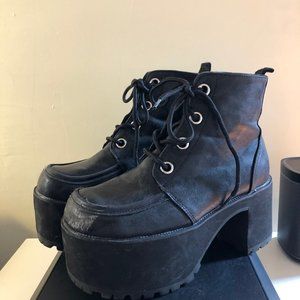 T.U.K. black lace-up nosebleed booties